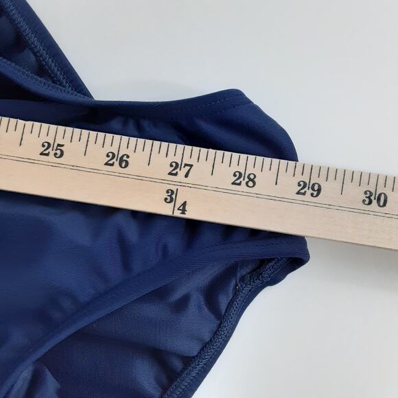 Lands End One Piece Swimsuit Womens 14 Tummy Control Navy Blue Teal Ombré Ripple - Picture 8 of 8